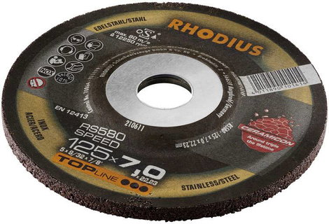 Rhodius 210611 RS580 SPEED Nagyolótárcsa, hajlított Ø 125 mm Furat átmérő 22.23 mm Nemesacél, Acél 1 4. kép