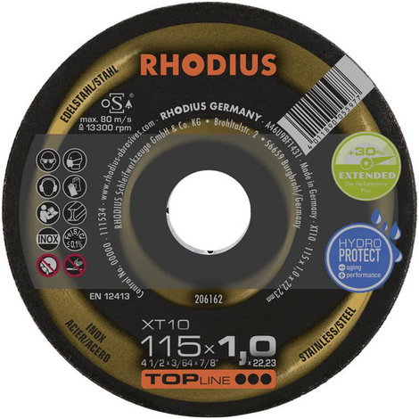 Rhodius XT10 206162 Vágótárcsa, egyenes 115 mm 1 db Nemesacél, Acél 3. kép