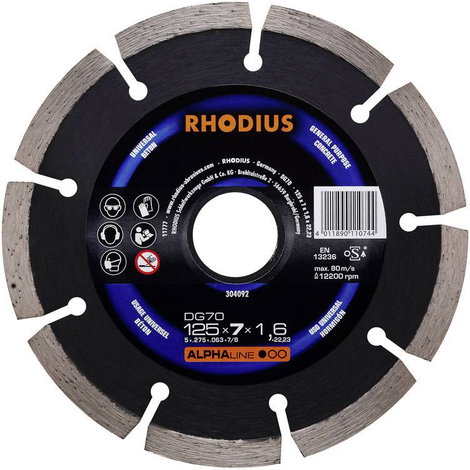 Rhodius 304092 DG70 Gyémánt bevonatú vágótárcsa Ø 125 mm Furat átmérő 22.23 mm Beton 1 db 2. kép