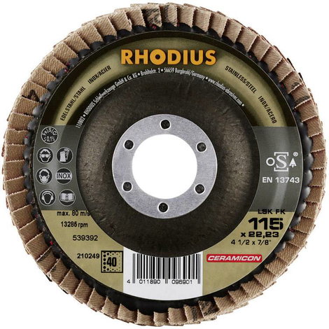 Rhodius 210249 LSK FK Felületcsiszoló korong Ø 115 mm Furat átmérő 22.23 mm Nemesacél 1 db 4. kép