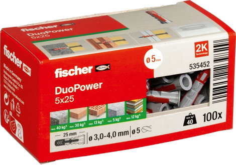 Fischer DUOPOWER 5x25 LD 2 komponensű tipli 25 mm 5 mm 535452 100 db 6. kép