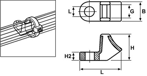 HellermannTyton CL8-W-BK-C1 Rögzítő foglalat csavaros 151-02259 UV stabilizált, időjárásálló Fekete 2. kép