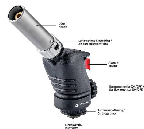TOOLCRAFT 1694485 Forrasztó lámpa 1500 °C gázpalack nélkül 4. kép