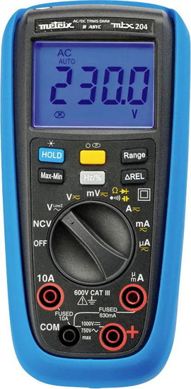 Metrix MTX 204 Kézi multiméter digitális Grafikus kijelző CAT III 600 V Kijelző (digitek): 6000