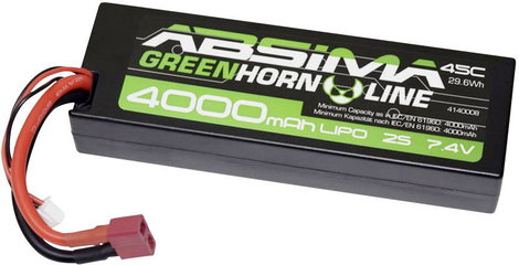 Absima Akkucsomag, LiPo 7.4 V 4000 mAh Cellaszám: 2 45 C Keménydoboz T-dugaszoló rendszer