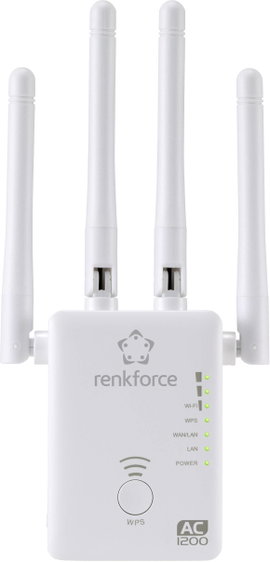 Wifi jelerősítő WLAN hatótáv növelő 300 MBit/s 2.4 GHz / 5 GHz Renkforce WS-WN575A3 Dual Band AC1200