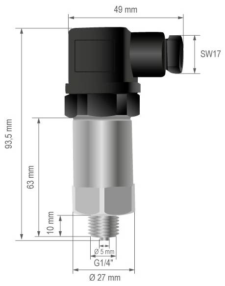 B + B Thermo-Technik Nyomásérzékelő 1 db 0550 1191-005 0 bar - 4 bar Kábel, 3 eres (Ø x H) 27 mm x 5 2. kép