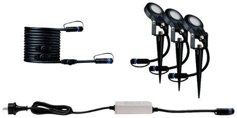 LED-es kerti fényszóró kezdőkészlet 3x 6 W, 3 részes, Paulmann Sting 93696 2. kép
