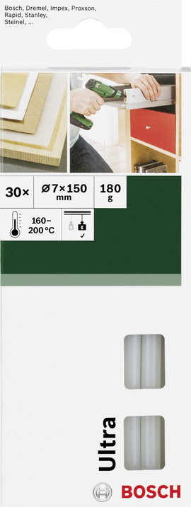Bosch Accessories Ragasztópisztoly rúd 7 mm 150 mm Átlátszó (tejszerű) 180 g 30 db