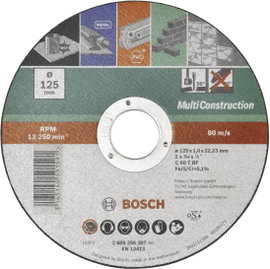 Bosch Accessories ACS 60 V BF 2609256307 Vágótárcsa, egyenes 125 mm 1 db Fém, Kő, Beton