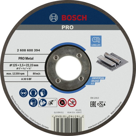 Bosch Accessories A30 S BF 2608600394 Vágótárcsa, egyenes 125 mm 1 db Fém