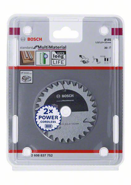 Bosch Accessories Bosch Power Tools 2608837752 Körfűrészlap 85 x 15 mm Fogak száma (collonként): 30 2. kép