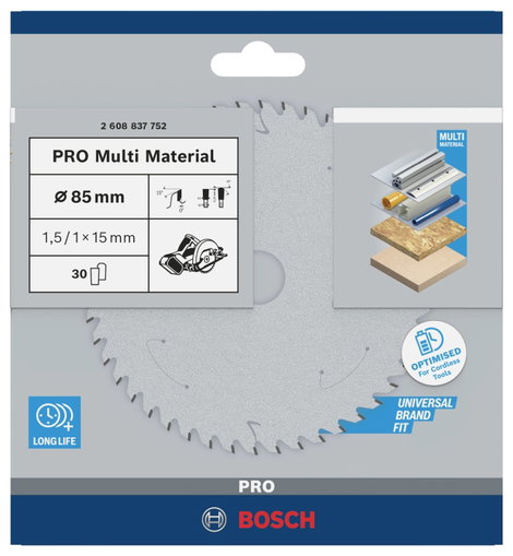 Bosch Accessories Bosch Power Tools 2608837752 Körfűrészlap 85 x 15 mm Fogak száma (collonként): 30 3. kép