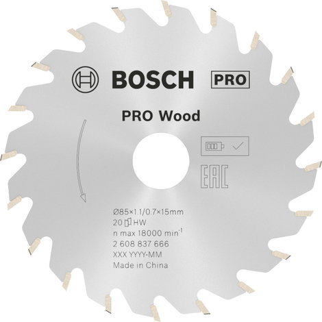 Bosch Accessories Kreissägeblatt Ø 85x15x1,1mm 20 WZ HM Standard for Wood 2608837666 Körfűrészlap 85