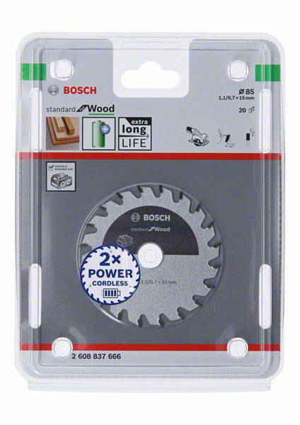Bosch Accessories Kreissägeblatt Ø 85x15x1,1mm 20 WZ HM Standard for Wood 2608837666 Körfűrészlap 85 2. kép