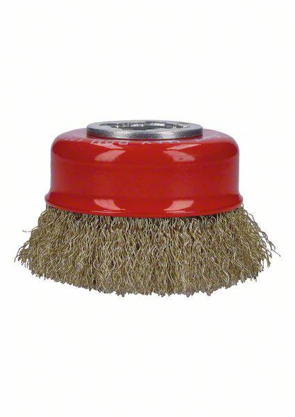 Bosch Accessories Csésze kefe X-LOCK Clean for Metal, 75 mm, 0,3 mm, hullámosított sárgaréz kefe 260 3. kép
