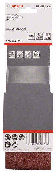 Bosch Accessories 2608606078 Csiszolószalag készlet Szemcsézet (num) 60, 80, 100 (H x Sz) 533 mm x 7 2. kép