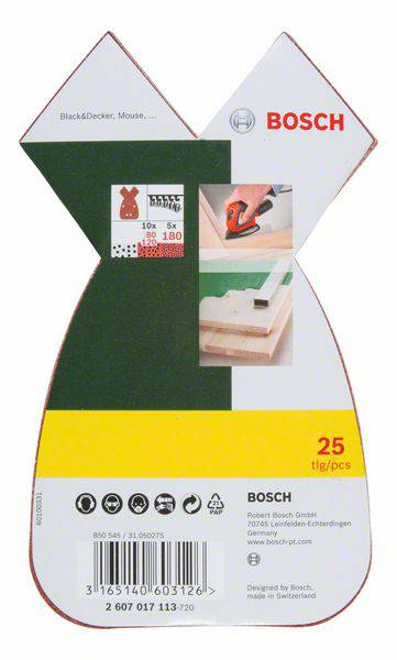 Bosch Accessories 2607017113 Multi csiszolópapír készlet Tépőzárral, Lyukas Szemcsézet (num) 80, 120 2. kép