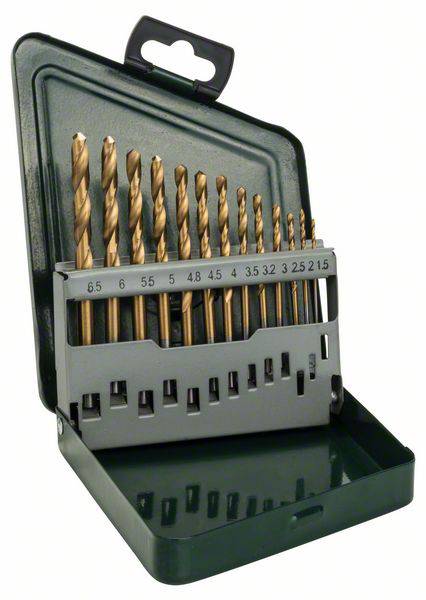 Bosch Accessories 2607019436 HSS Fém spirálfúró készlet 13 részes TiN DIN 338 Hengeres befogószár 1
