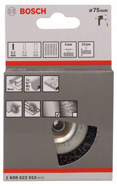 Bosch Accessories Korongkefe - 75 mm, 0,2 mm, 10 mm Szár átmérő 6 mm 1608622015 1 db 2. kép