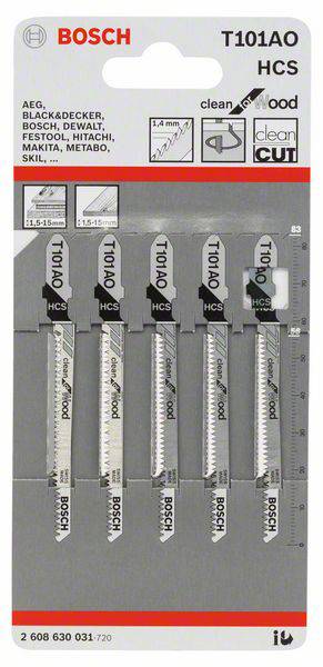 Bosch Accessories 2608630031 Szúrófűrészlap T 101 AO - Clean for Wood 5 db 2. kép