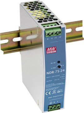 Mean Well NDR-75-12 Kalapsínes tápegység 12 V/DC 6.3 A 75 W Kimenetek száma:1 x Tartalom, tartalmi e