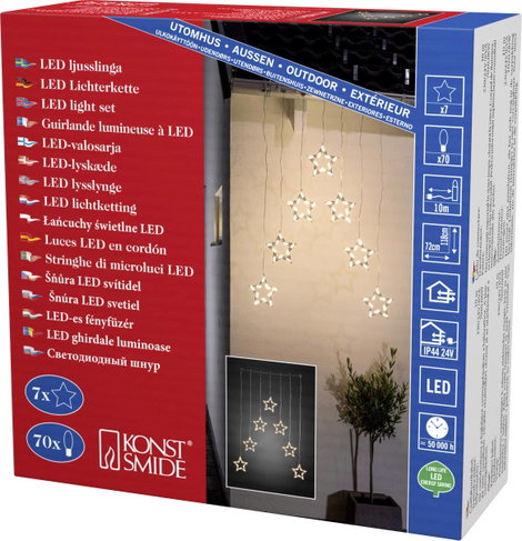 Kültéri fényfüggöny csillagokkal 24 V 70 LED 720 x 1180 mm, Konstsmide 3. kép