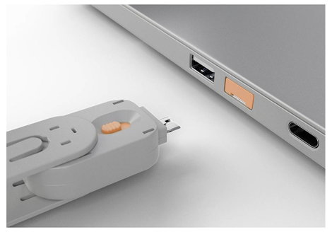 USB port blokkoló dugó, vakdugó, 4 db-os készlet, narancs, kiszedő szerszámmal, Lindy 40453 4. kép