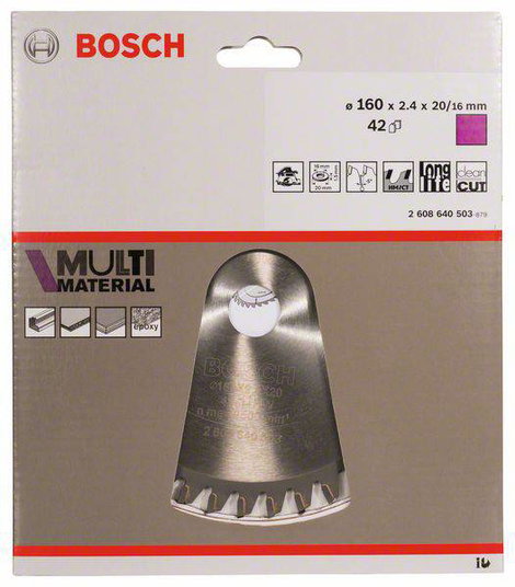 Bosch Accessories Multi Material 2608640503 Keményfém körfűrészlap 160 x 20 x 2.4 mm Fogak száma (co 2. kép