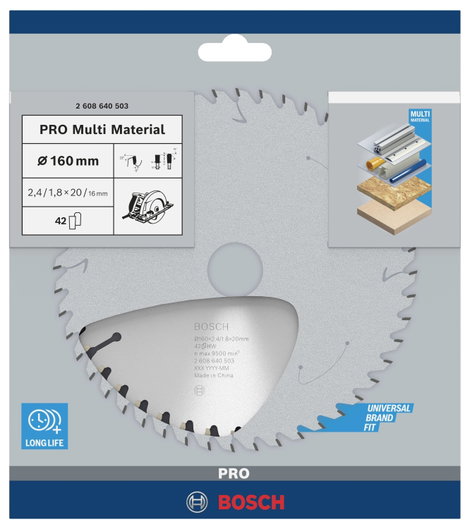 Bosch Accessories Multi Material 2608640503 Keményfém körfűrészlap 160 x 20 x 2.4 mm Fogak száma (co 3. kép