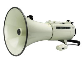 Megafon, kézi mikrofonnal, beépített hangokkal, Monacor TM-45