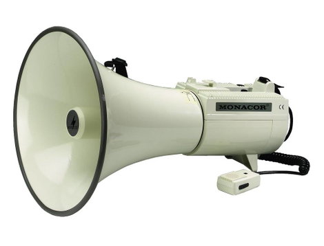 Megafon, kézi mikrofonnal, beépített hangokkal, Monacor TM-45