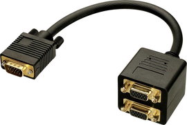 LINDY 41214 VGA Y adapter [1x VGA dugó - 2x VGA dugó] Fekete 0.18 m