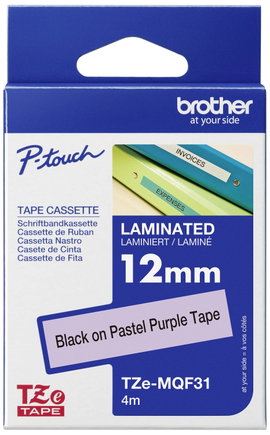 Brother TZe-MQF31 Feliratozó szalag, pasztel Szalagszín: Pasztell lila Szövegszín: Fekete 12 mm 4 m