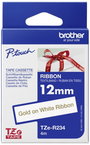 Brother TZe-R234 Feliratozó szalag, textil, nem laminált Szalagszín: Fehér Szövegszín: Arany 12 mm 4 bélyegkép