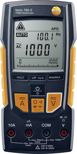 testo 760-3 Kézi multiméter digitális CAT III 1000 V, CAT IV 600 V Kijelző (digitek): 6000