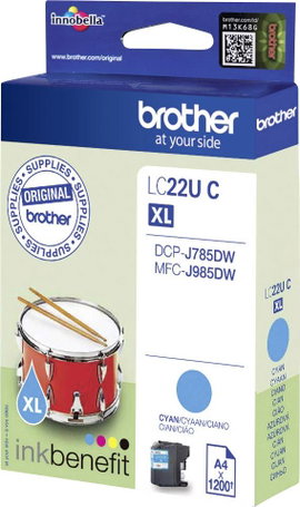 Brother LC-22U C #####Tinte Eredeti helyettesíti Brother LC-22UC Cián