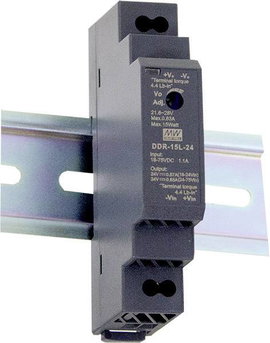 Mean Well DDR-15G-24 Kalapsínes DC/DC feszültségváltó (DIN-Rail) 24 V/DC 0.63 A 15 W Kimenetek száma