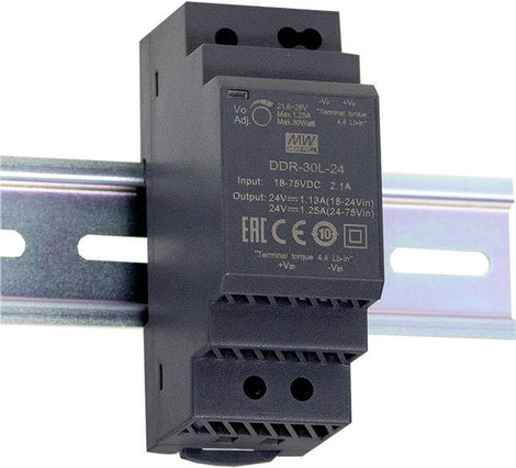 Mean Well DDR-30L-12 Kalapsínes DC/DC feszültségváltó (DIN-Rail) 12 V/DC 2.5 A 30 W Kimenetek száma: