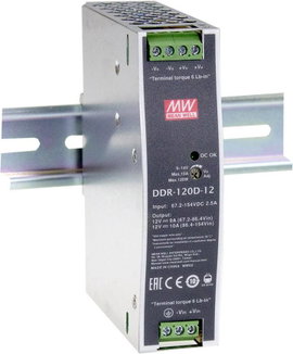Mean Well DDR-120B-48 Kalapsínes DC/DC feszültségváltó (DIN-Rail) 48 V/DC 2.5 A 120 W Kimenetek szám