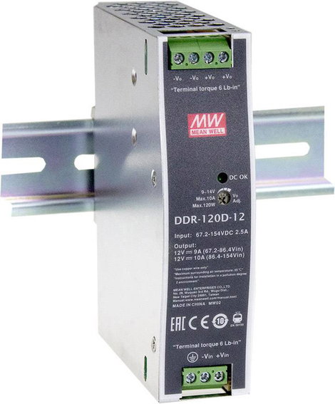 Mean Well DDR-120B-48 Kalapsínes DC/DC feszültségváltó (DIN-Rail) 48 V/DC 2.5 A 120 W Kimenetek szám