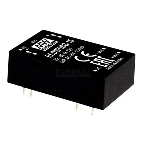 Mean Well RDDW08G-15 DC/DC feszültségváltó modul 265 mA 8 W Kimenetek száma: 2 x Tartalom, tartalmi