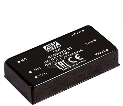 Mean Well RSDW20F-15 DC/DC gépjármű feszültségváltó 1.33 A 20 W Kimenetek száma: 1 x Tartalom, tarta