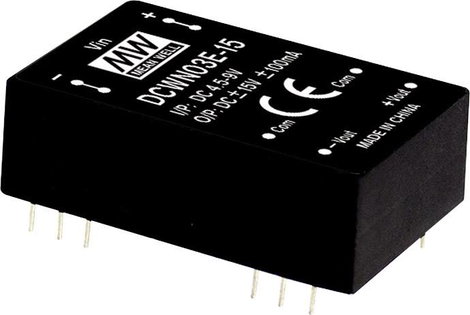 Mean Well DCWN03C-05 DC/DC feszültségváltó modul 300 mA 3 W Kimenetek száma: 2 x Tartalom, tartalmi