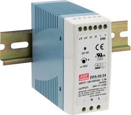 Mean Well DRA-60-24 Kalapsínes tápegység 24 V/DC 2.5 A 60 W Kimenetek száma:1 x Tartalom, tartalmi e