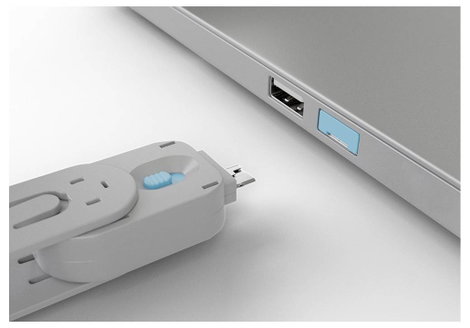 USB port blokkoló dugó, vakdugó, 4 db-os készlet, kék, kiszedő szerszámmal, Lindy 40452 4. kép