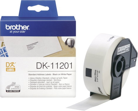 Brother DK-11201 Etikett tekercs 29 x 90 mm Papír Fehér 400 db Véglegesen tapadó DK11201 Cím etikett