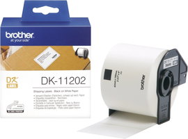 Brother DK-11202 Etikett tekercs 62 x 100 mm Papír Fehér 300 db Véglegesen tapadó DK11202 Csomagküld