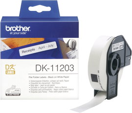 Brother DK-11203 Etikett tekercs 17 x 87 mm Papír Fehér 300 db Véglegesen tapadó DK11203 Mappa regis
