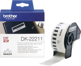 Brother DK-22211 Etikett tekercs 29 mm x 15.24 m Fólia Fehér 1 db Véglegesen tapadó DK22211 Univerzá